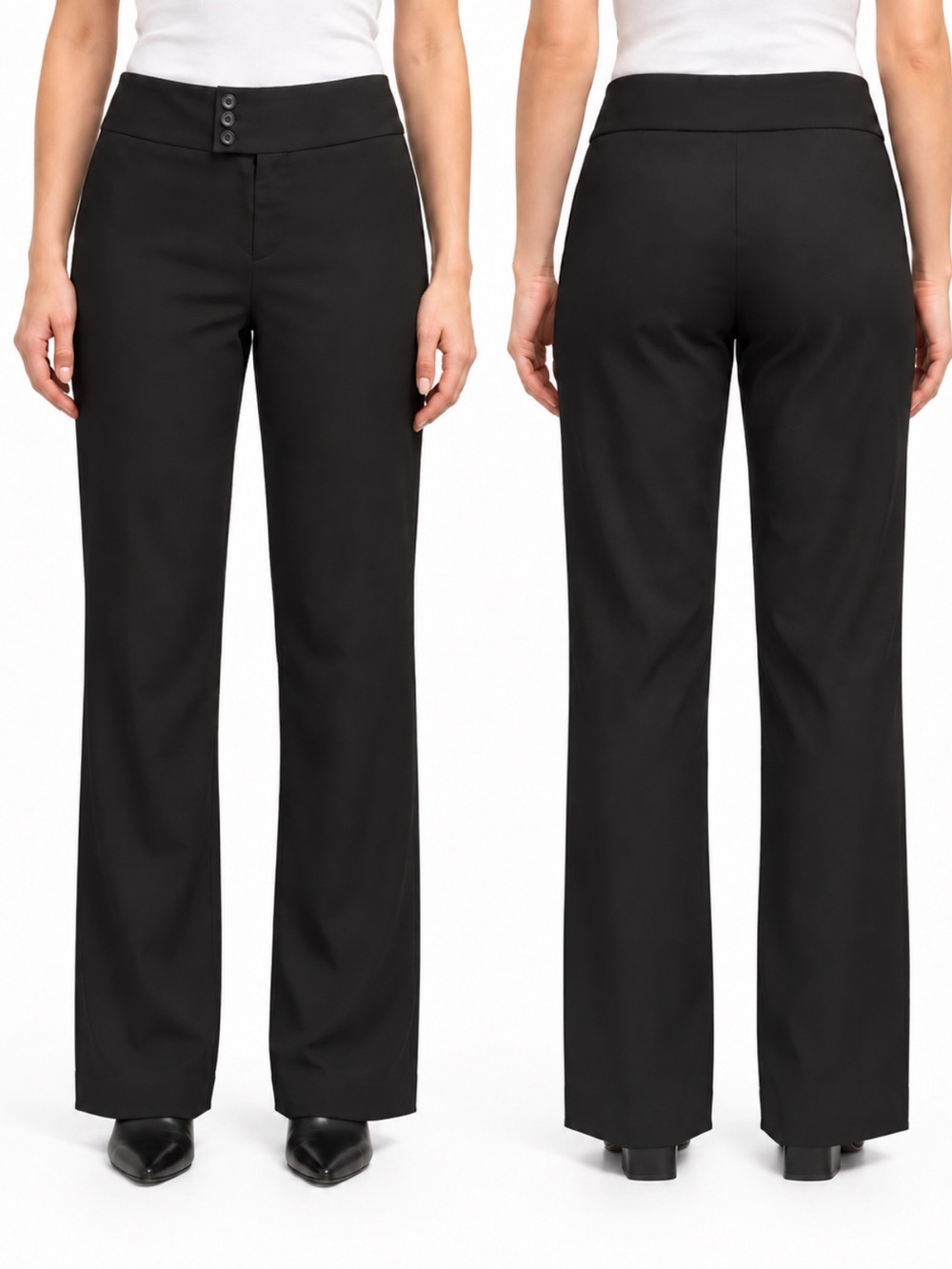 Comrags Black Wool Wide-Leg Trousers Pants Large Minimalist